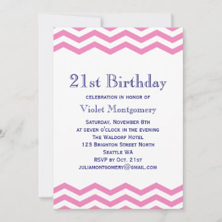 Einladung von Chevrons in Pink 21. Geburtstag