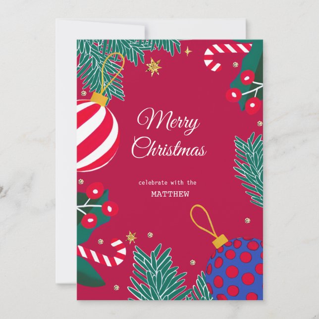 Einladung von Christmas Red Berry Wreath (Vorderseite)