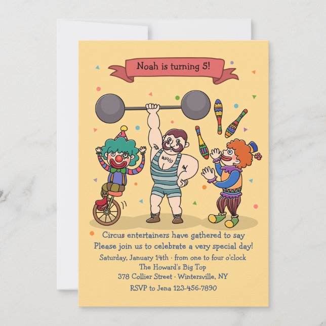 Einladung von Circus Entertainern (Vorderseite)