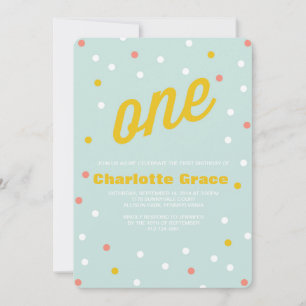 Einladung von Confetti zum ersten Geburtstag