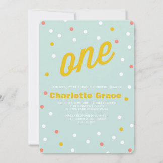 Einladung von Confetti zum ersten Geburtstag