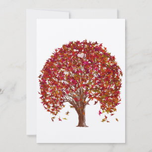 Einladung von Coral Burgundy Red Tree Wedding