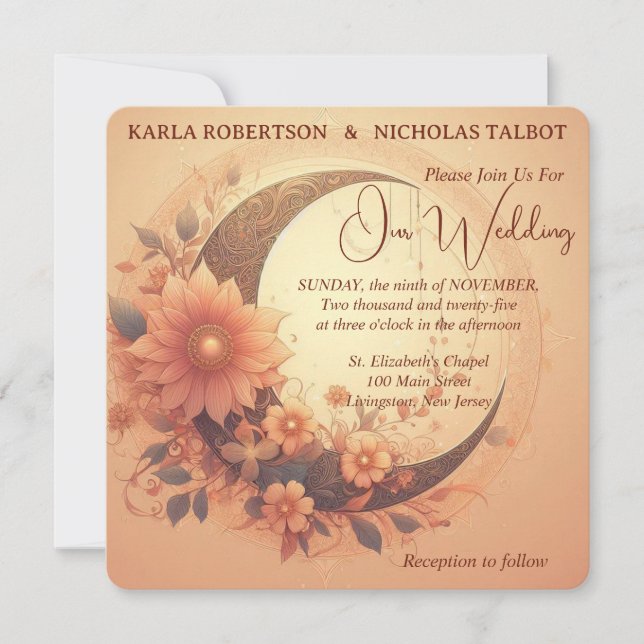 Einladung von Coral Moonflower (Vorderseite)