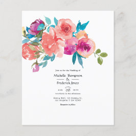 Einladung von Coral und Fandango Floral Wedding Flyer