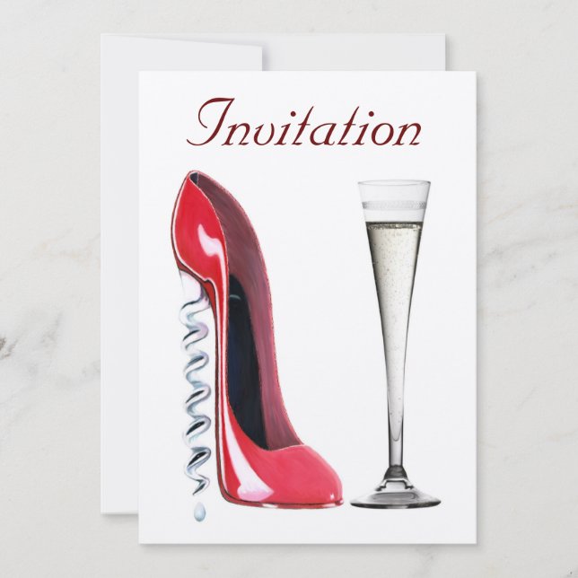 Einladung von Corkschraube Stiletto und Champagne  (Vorderseite)