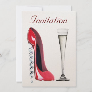Einladung von Corkschraube Stiletto und Champagne
