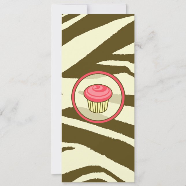 Einladung von Cupcake - braune Zebra Printmagie (Vorderseite)