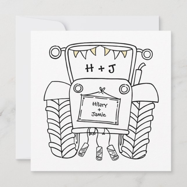 Einladung von Custom Country Wedding Traktor (Vorderseite)