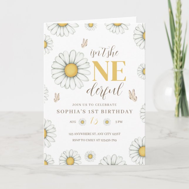 Einladung von Daisy Birthday, Onederful Daisy 1. (Vorderseite)