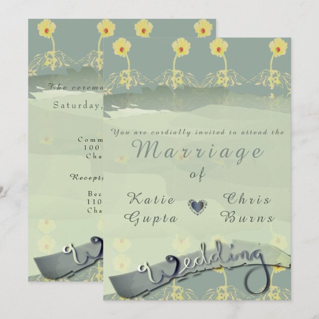 Einladung von Daisy Slate Wedding (Vorne/Hinten)