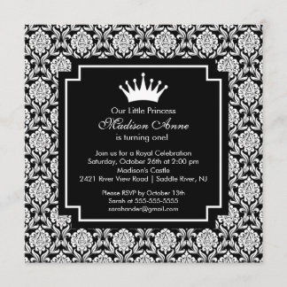 Einladung von Damask Princess Crown Geburtstagspar