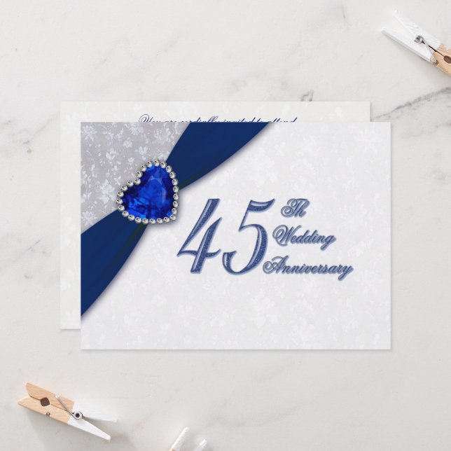 Einladung von Damask zum 45. Hochzeitstag (Vorderseite/Rückseite Beispiel)