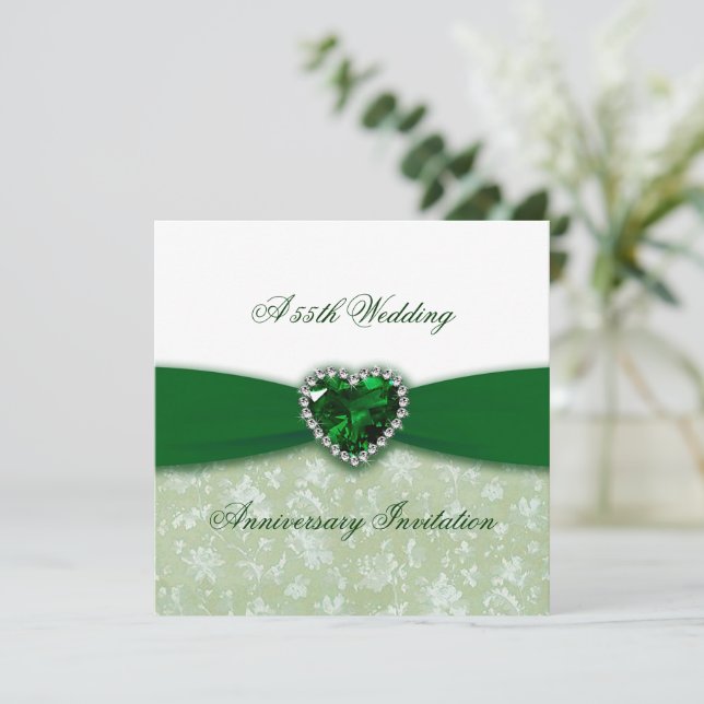 Einladung von Damask zum 55. Hochzeitstag (Stehend Vorderseite)