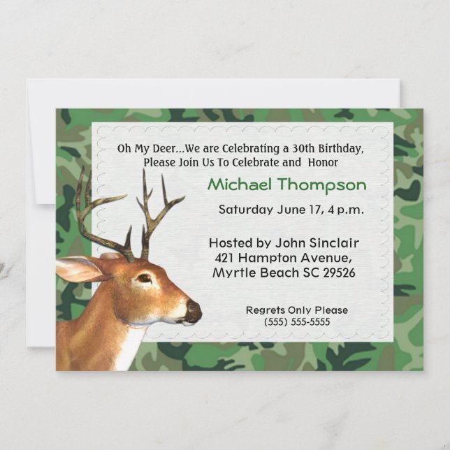 Einladung von Deer Hunter Birthday (Vorderseite)