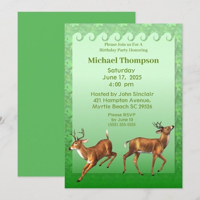 Einladung von Deer Hunter Birthday (Vorne/Hinten)