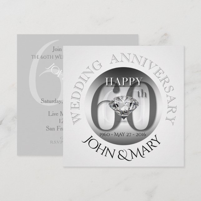 Einladung von Diadmond zum 60. Hochzeitstag (Vorne/Hinten)