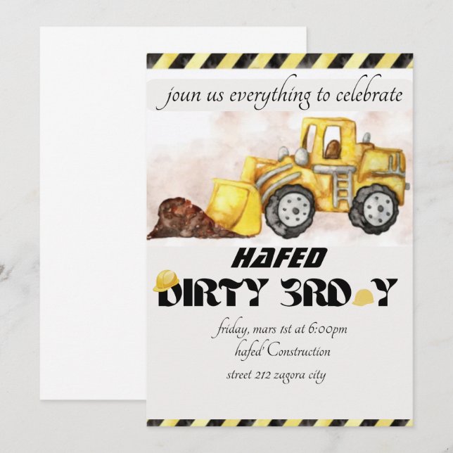 Einladung von Dirty 3.-Y Dritter Geburtstag (Vorne/Hinten)