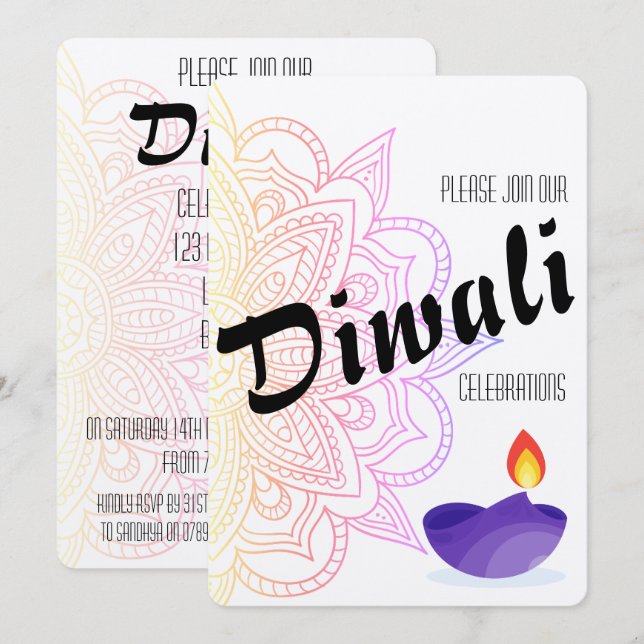 Einladung von Diwali (Vorne/Hinten)