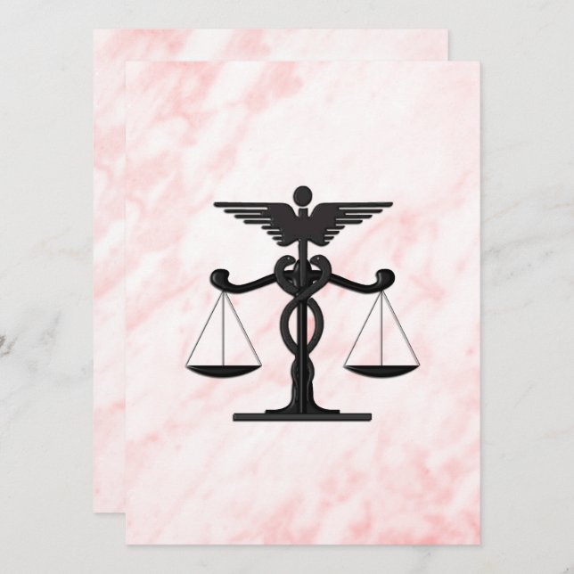 Einladung von Doktor und Anwalt Pink zur Hochzeit (Vorne/Hinten)