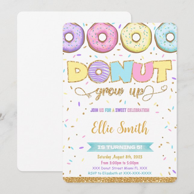 Einladung von Donut Birthday (Vorne/Hinten)