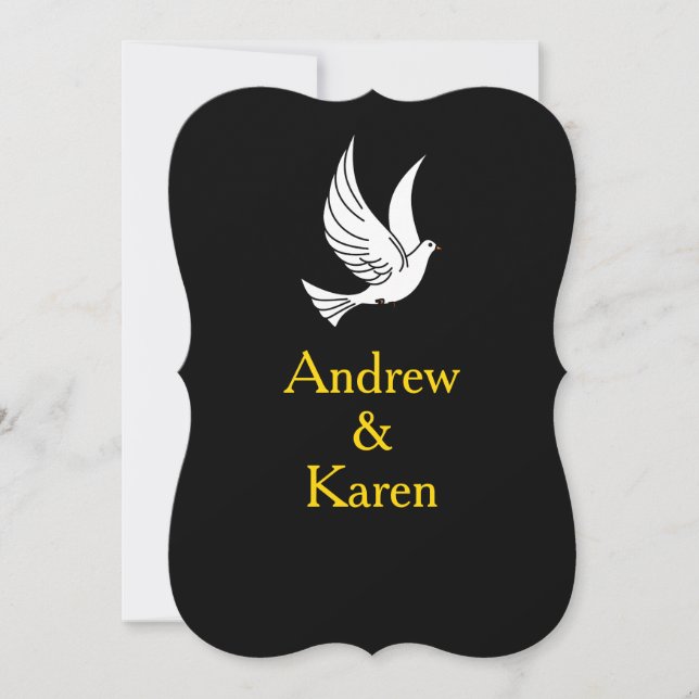 Einladung von Dove Black & Gold Hochzeit (Vorderseite)