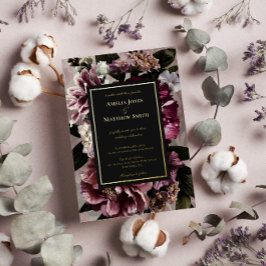 Einladung von dunklen und moody-floralen Hochzeits