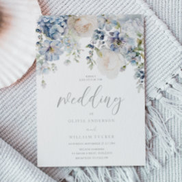 Einladung von Dusty Blue & White Floral Wedding