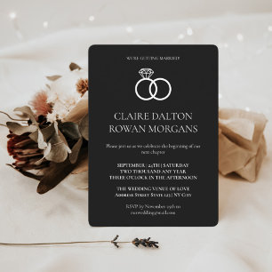 Einladung von einfachen Rings Black Wedding