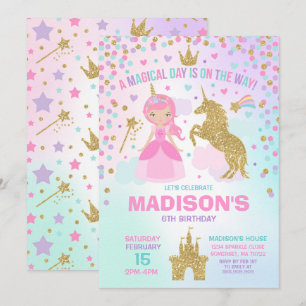 Einladung von Einhorn und Prinzessin Magischer Geb