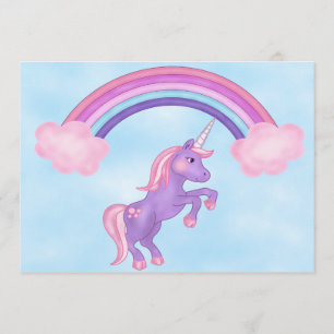 Einladung von Einhorn und Regenbogen zum Geburtsta