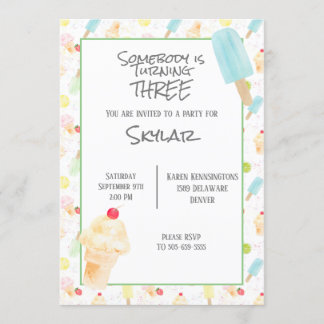 Einladung von Eiskrem der dritten Geburtstagsparte
