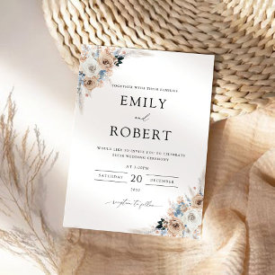 Einladung von Elfenbein und Blue Boho