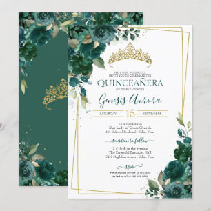 Einladung von Emerald Green Floral von Quinceañera
