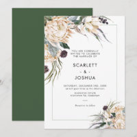 Einladung von Emerald Green und White Protea zur H