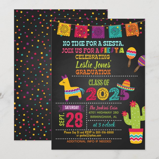 Einladung von Fiesta Abschluss - Blk (2025) (Vorne/Hinten)