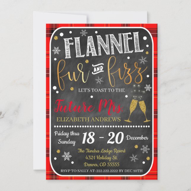 Einladung von Flannel Fur und Fizz Bachelorette (Vorderseite)