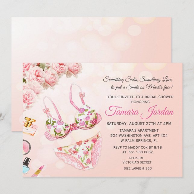 Einladung von Floral Lingerie Bridal Dusche (Vorne/Hinten)