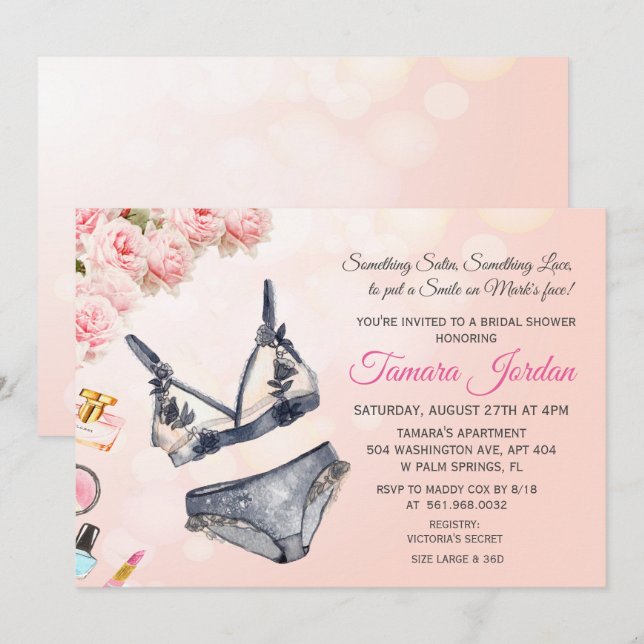 Einladung von Floral Lingerie Bridal Dusche (Vorne/Hinten)