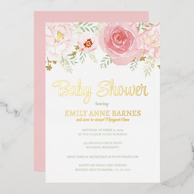 Einladung von Foil Baby Shower (Vorderseite/Rückseite)