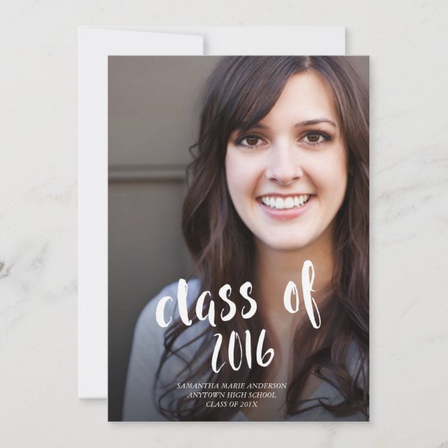 Einladung von Foto-Abschluss mit Handschrift (Vorderseite)