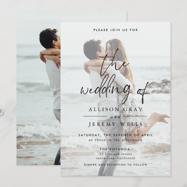Einladung von Foto Hochzeit (Vorne/Hinten)