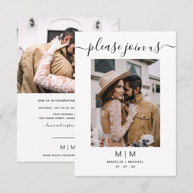 Einladung von Foto Hochzeit (Vorne/Hinten)