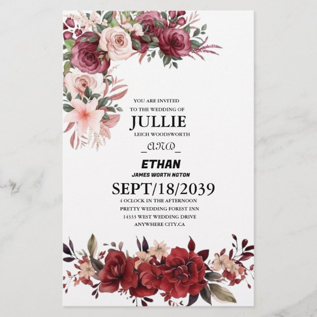 Einladung von Foto Hochzeit Briefpapier (Vorderseite)