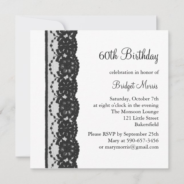 Einladung von Französisch Lace Birthday (weiß) (Vorderseite)