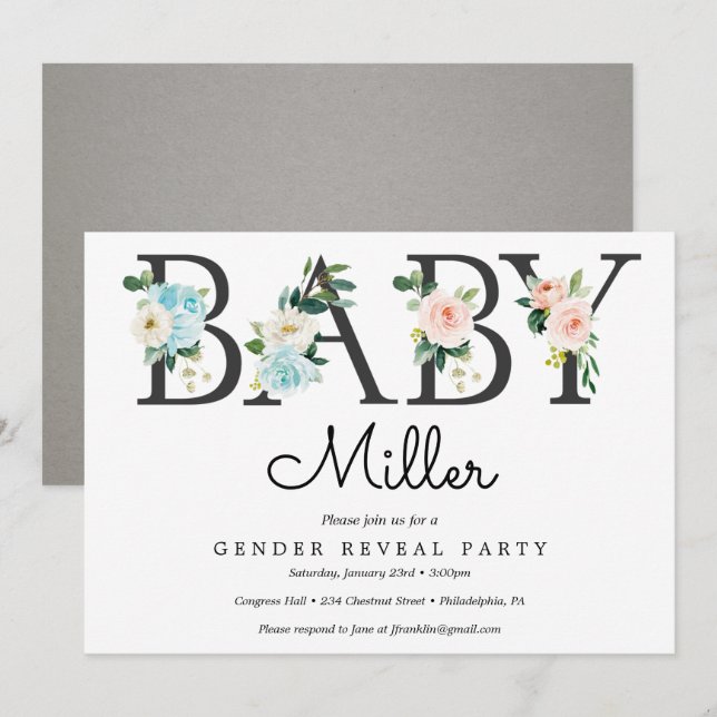 Einladung von Frauen - Baby Shower Boy oder Girl (Vorne/Hinten)