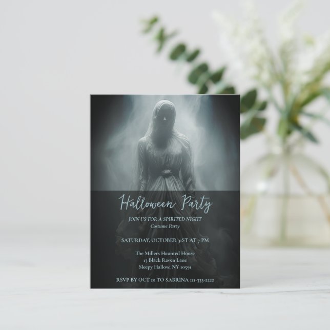 Einladung von Frauen in grauem Halloween-Party (Stehend Vorderseite)