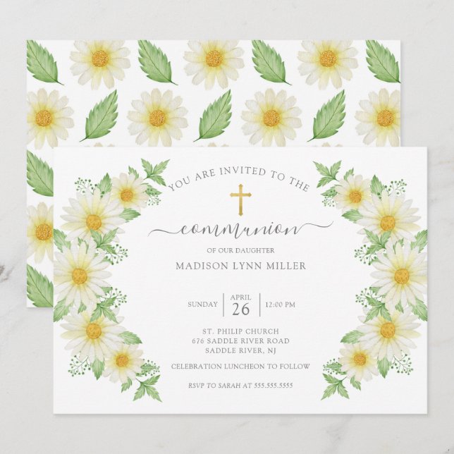 Einladung von Fresh Daisy Floral (Vorne/Hinten)