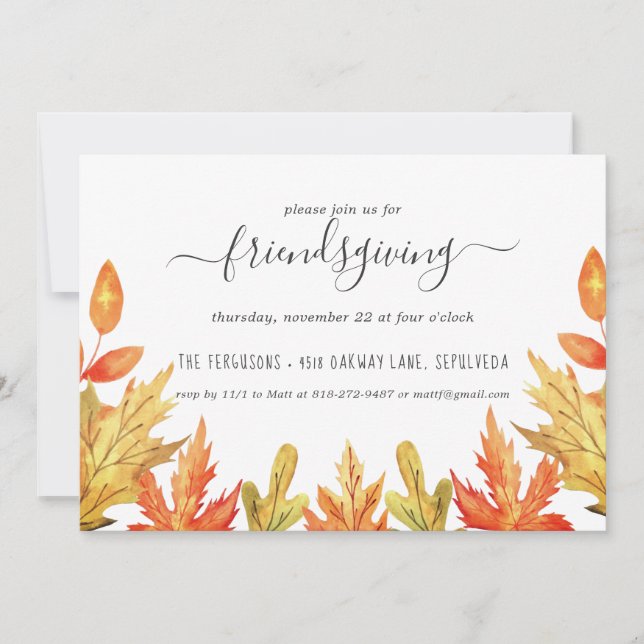 Einladung von Friendsgiving Fall Foliage Erntedank (Vorderseite)