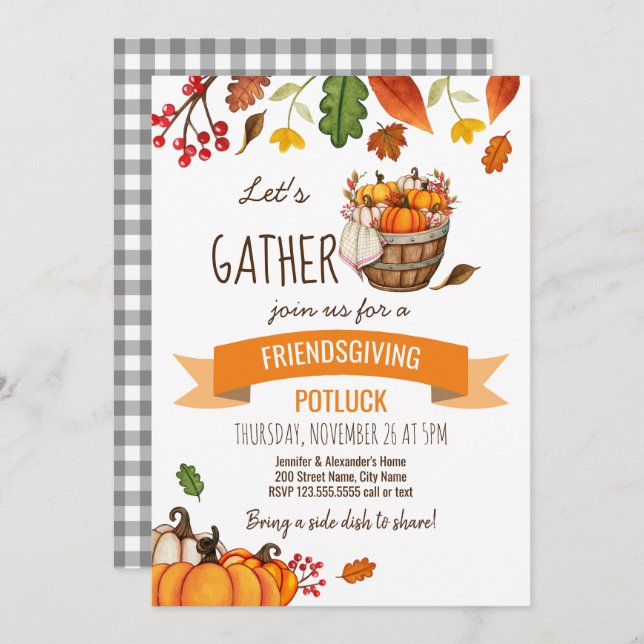 Einladung von Friendsgiving Potluck (Vorne/Hinten)