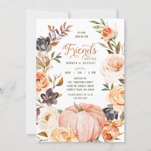 Einladung von Friendsgiving Watercolor Floral Pump